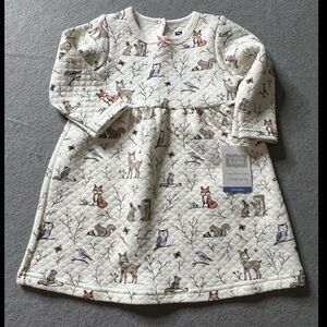 NEW Hudson Baby HB Sweater Dress Baby Girls 24 Months White Woodland Animals Fox